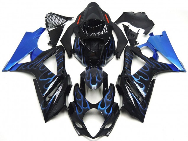 Bleu & Noir Personnalisés Flamme 07-08 Suzuki GSXR 1000 Carénage