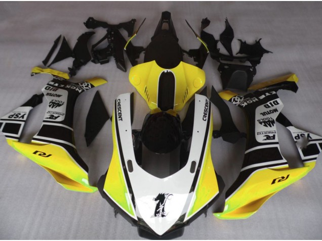 Jaune Brillant & Blanc 15-19 Yamaha R1 Carénage