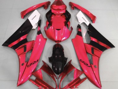 Rouge Brillant & Noir 06-07 Yamaha R6 Carénage