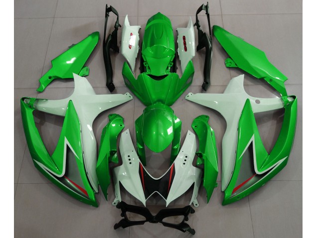 Vert Brillant & Blanc 08-10 Suzuki GSXR 600-750 Carénage
